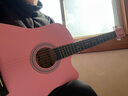 维卡斯（WEIKASI）民谣吉他初学者木吉他单板新手入门练习琴guitar吉它学生男女乐器 38英寸粉红色+礼包【初学推荐】 实拍图