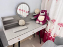 悦美妙 梳妆台卧室化妆台现代简约主卧化妆桌小带化妆凳带镜子桌子 【双层】浅灰色100CM+灯+花瓣椅 实拍图