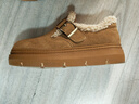 百丽厚底保暖毛毛鞋女2025冬新二层牛皮复古勃肯鞋JD009DM5 棕毛里 37 实拍图