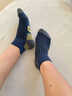 肌动马拉松专业跑步袜子秋冬中筒袜毛巾底运动袜男女羽毛球训练短袜子 藏青3双装 M码（40-44） 实拍图