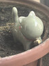 哥窑创意猫咪小摆件陶瓷可爱茶宠可养简约茶玩家居桌面工艺品饰品 招财猫摆件-梅子青（开片） 实拍图