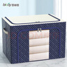 百草园无纺布收纳箱衣服棉被整理箱储物箱盒百纳箱藏青圆点66L1个装 实拍图