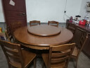 卡洛森（KALUOSEN）餐桌 中式实木圆形餐桌带转盘10人家用圆桌吃饭歺桌圆餐桌椅组合 1.5米 餐桌+8椅配转盘（颜色备注） 实拍图