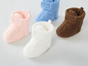 博睿恩（Pureborn）摇粒绒保暖婴儿鞋新生儿软底步前鞋子秋冬装宝宝脚套 蓝色 L 长12cm 实拍图