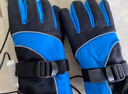 电加热手套摩托车电动车双面发热冬季骑行防寒保暖可触屏加热手套 蓝黑色【防水布料】 12V 实拍图