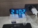 BBA闹钟智能学生镜面led电子时钟桌面床头摆件数字闹铃 黑面蓝字0712 实拍图