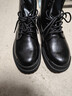 井迈【牛皮】马丁靴男高帮皮鞋英伦风中帮工装黑色机车秋冬季加绒潮鞋 黑色中帮系带【四季款】 43 标准码 实拍图