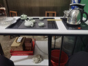 颍逸轩茶几客厅家用简约现代办公室功夫茶台烧水壶茶具一体简易泡茶桌子 黑架+白色桌面（顶部不锈钢水壶） 长100x宽50x高60【自动泡茶台】 实拍图