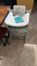 Nuskin餐椅儿童成长椅宝宝吃饭座椅学习椅婴儿进口榉木椅子六件套 冰川绿餐椅+绿色围栏+白餐盘+坐垫+安全带+防倒件 实拍图