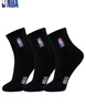 NBA袜子男士秋冬跑步运动袜吸汗抗菌防臭消臭黑色棉袜中筒篮球袜3双 实拍图