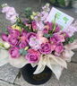 冉子花坊鲜花速递粉玫瑰抱抱桶向日葵花篮生日礼物送女友爱人同城配送 爱的抱抱紫色 实拍图