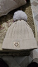 士丹熊笑脸帽子女冬季加绒加厚保暖护耳时尚冬天防寒针织毛线帽 卡其色 实拍图