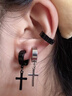QMXD黑色无耳洞耳夹男士潮钛钢嘻哈高级女单只耳钉男无耳洞男生假耳钉 黑色+银色【各一个】 实拍图