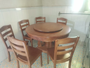 歆菲逸 实木餐桌家用圆形转盘餐桌椅全套吃饭桌中式圆桌餐厅家具桌子 1.2米餐桌+6椅带转盘 实拍图