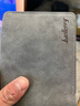 迪嘉乐 复古男士短款钱包薄款磨砂软皮韩版青年休闲多卡位皮夹学生钱夹 灰色横款 实拍图