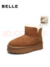 百丽慵懒百搭厚底雪地靴女靴子25冬新增高加绒短靴JD016DD5 可可栗 37 实拍图