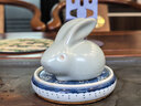 容山堂兔年本命年天青汝窑汝瓷茶宠摆件可养兔子茶桌茶玩茶具功夫茶具 天青汝窑茶宠摆件-玉兔大号 实拍图