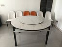上林春天 岩板餐桌 实木餐桌椅组合现代简约伸缩折叠圆桌吃饭桌子餐厅家具 雪山白-黑白框架【轻奢皮椅】 1.35m 一桌六椅 实拍图