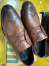 森达父亲礼物皮鞋男自营真皮牛皮上班商务正装男结婚鞋 布洛克棕 42 实拍图