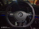 DEYAN汽车方向盘套四季通用夏季透气防滑吸汗超薄款真皮车用把套内饰品 大众宝来id3途岳凌度途昂高尔夫8 超薄【D形】双色线（不带车标） 实拍图