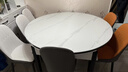 奥利克丝 亮光岩板餐桌椅组合 现代简约实木餐桌可伸缩折叠圆桌吃饭桌子 亮光雪山白-黑白框架轻奢皮椅款 1.35米 一桌六椅【12MM加厚岩板】 实拍图