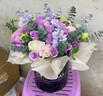 冉子花坊鲜花速递粉玫瑰抱抱桶向日葵花篮生日礼物送女友爱人同城配送 爱的抱抱紫色 实拍图