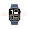 Apple/苹果 Watch Series 10 智能手表GPS+蜂窝款46毫米银色铝金属表壳丹宁色运动型表带S/M MWYF3CH/B 实拍图