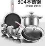 康巴赫（KOBACH）厨房必备套装锅具304不锈钢蜂窝不粘炒锅平底煎锅汤锅礼盒装礼赠 锅具+刀具 9件套 实拍图