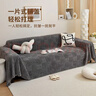冬季泡芙绒横竖纹全盖沙发巾防猫抓加厚防滑简约沙发套毛毯通用 毛绒加厚横竖纹沙发巾-灰色 180*180cm 实拍图