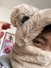 目丸帽子女冬小熊帽子手套围巾女一体三件套女士韩版可爱冬天保暖帽子 卡其色+白色小狗手套 均码(56-58cm) 实拍图