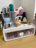 京东物流 化妆品收纳盒梳妆台置物架桌面高级感整理抽屉柜 中号2层（1层抽屉+1层顶部置物架） 24*20*12cm 透明白 实拍图