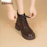 达芙妮马丁靴女2025秋冬新品英伦风加绒短靴女靴子女鞋厚底增高复古女鞋 棕色主图款【单里】 38 实拍图