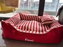 主子家 狗窝猫窝 小型中型犬泰迪狗床狗垫子 四季防水可拆洗车载宠物窝 海军条纹-深红 M（ 58*45*20）15内斤宠物 实拍图