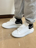 H8小白鞋2026新款春季百搭莆田鞋子情侣男女内增高厚底休闲运动板鞋 白色-黑皮尾（礼盒装） 42 男码 实拍图