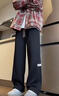 主意范（ZHUYIFAN）胖子大码230斤裤子男直筒秋冬款工装裤潮牌大码直筒阔腿休闲裤 A001-K1050黑色 4XL (190) 190-205斤可穿 实拍图