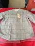 MUJI女式法兰绒立领长袖罩衫女士格子衬衫衬衣女装冬季 浅灰色格纹 L 实拍图