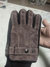 红蜻蜓真皮手套男冬天骑车摩托车加绒加厚触屏保暖防风防溅水猪皮棉手套 款式一 - 真皮加绒加厚 - 咖色 均码 防风触屏 实拍图