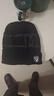 浩冠 帽子男冬季保暖骑车毛线帽韩版针织防寒时尚冬天棉帽加绒男女士 黑色 帽子围脖两件套 实拍图
