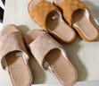 远港亚麻拖鞋女室内家居家用四季防滑防臭布艺软底棉麻木地板男春秋季 奶茶色 36-37 (适合35-36脚) 实拍图