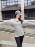 鹿亦萌大U领普拉提训练运动罩衫女遮屁股慵懒宽松蝙蝠袖长袖瑜伽服上衣 浅麻灰 XL 实拍图