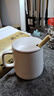 传旗陶瓷马克杯带勺盖咖啡杯牛奶杯早餐杯办公杯男女茶杯描金白400ml 实拍图