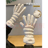 目丸骑行手套女士冬季保暖韩版可爱触屏电动车户外防寒防水加绒棉手套 卡其色蝴蝶结【加绒防水】 实拍图