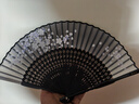 王星记非遗传承中国风女式折扇头青竹花式丝绸绢扇6寸日用手工扇子 幽樱暮影 实拍图