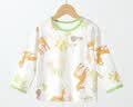 迷你木木屋儿童睡衣春夏男女童薄家居服套装夏天薄款服装 白/绿童话森林 100 实拍图