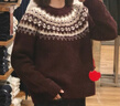 优衣库女装费尔岛风圆领针织衫/毛衣毛衫479233 19 酒红色 XL /165/92A 实拍图