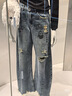 UR2025秋季新款女装潮流涂鸦破洞磨破弯刀牛仔长裤UYV850150 实拍图