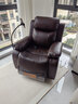 太空舱头等太空舱沙发椅单人真皮电动可躺按摩椅懒人科技布美甲美睫客厅 红棕色头层真皮 电动坐躺+手动摇转+震动按摩 实拍图