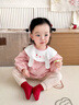 贝瑞加（Babyprints）宝宝罩衣女儿童围裙吃饭反穿衣学生画画围兜饭兜防水透气 粉兔 实拍图