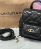 CHARLES&KEITH菱格大容量柔软多用背包书包双肩包包女包生日礼物CK2-60151400 Black黑色 S 实拍图