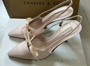 CHARLES&KEITH缎面蝴蝶结尖头高跟凉鞋女生日礼物新年礼物送女友CK1-60361556 Light Pink浅粉色 37 实拍图